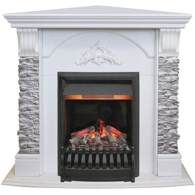 Real-Flame Athena Corner GR STD/EUG/24 WT с очагом 3D Oregan электрокамин с классическим очагом 3D