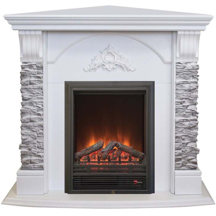 Real-Flame Athena Corner GR STD/EUG/24 WT с очагом Eugene угловой электрический камин с электронным управлением