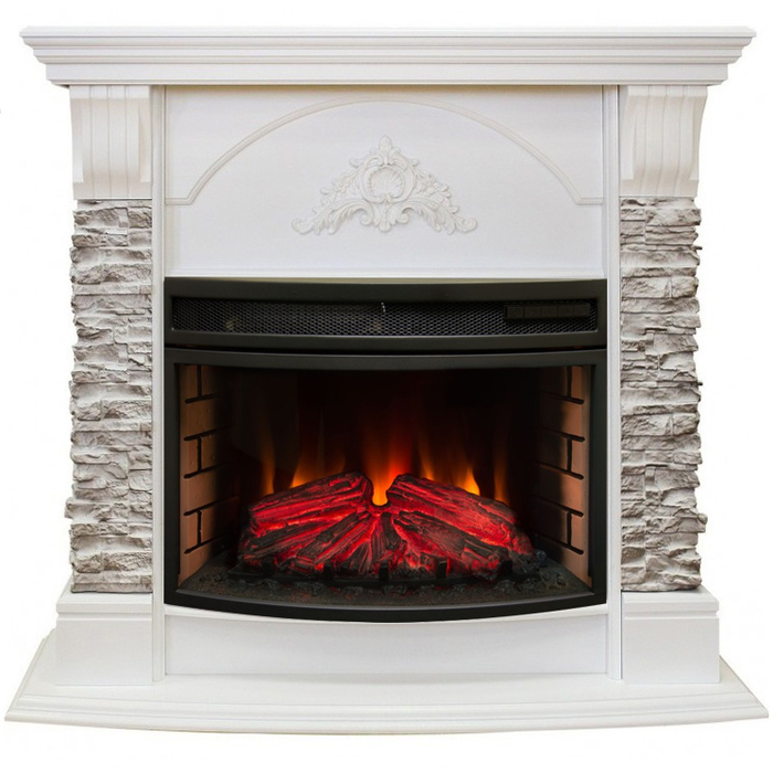 Real-Flame Athena GR STD/EUG/25/24 WT с очагом Firefield 25 S IR пристенный электрокамин с дисплеем и пультом