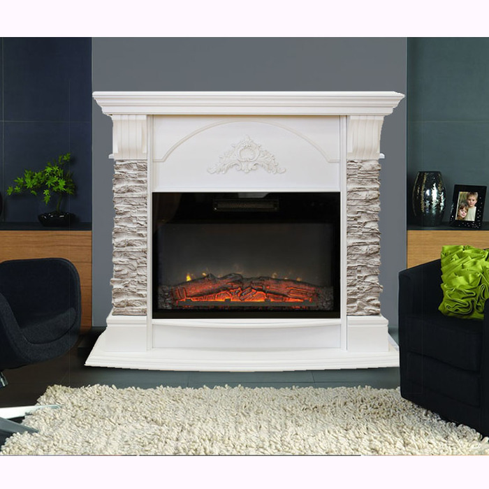 Real-Flame Athena GR STD/EUG/25/24 WT с очагом Kendal 24 красивый электрический каминокомплект с тачскрином
