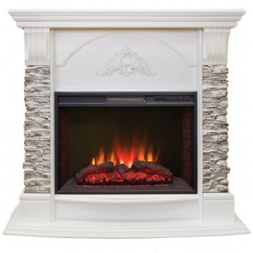 Real-Flame Athena GR STD/EUG/25/24 WT с очагом Sparta 25,5 LED стильный электрокамин с приятным звуком