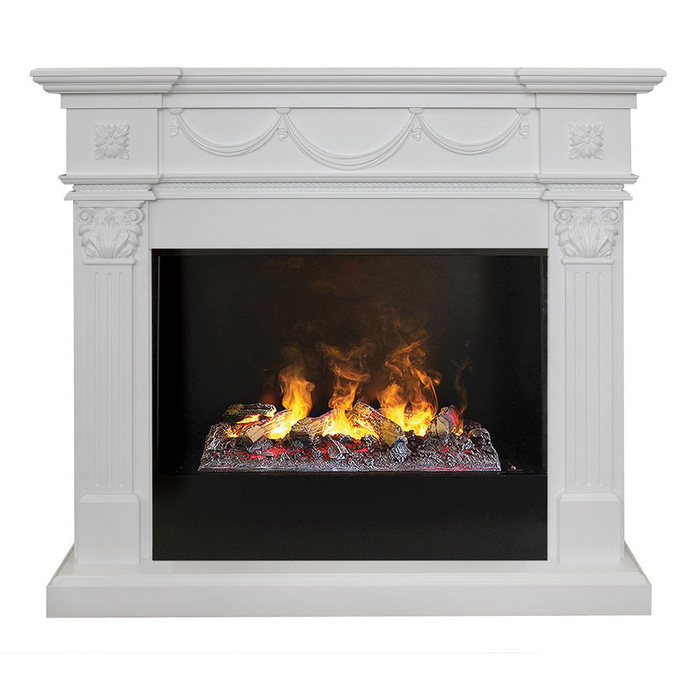Real-Flame Casablanca 25,5/26 WT с очагом Black вставка + 3D Cassette 630 белый электрокамин 3D с паром и звуком