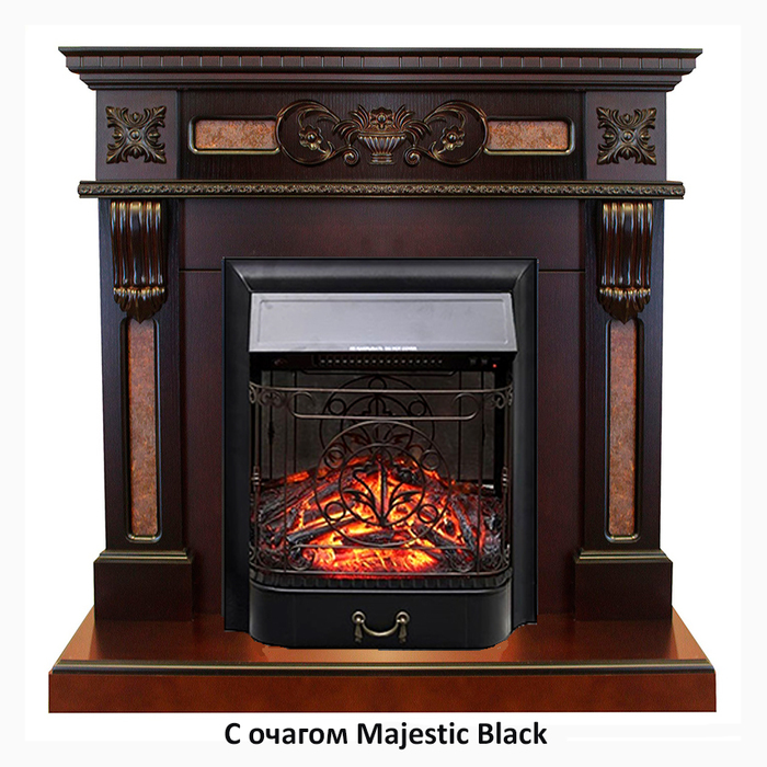 Real-Flame Corsica STD/EUG AO с очагами Fobos s Lux BL/BR, Majestic s Lux BL/BR широкий закрытый электрокамин