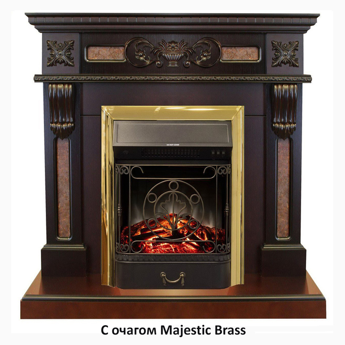Real-Flame Corsica STD/EUG AO с очагами Fobos s Lux BL/BR, Majestic s Lux BL/BR широкий закрытый электрокамин