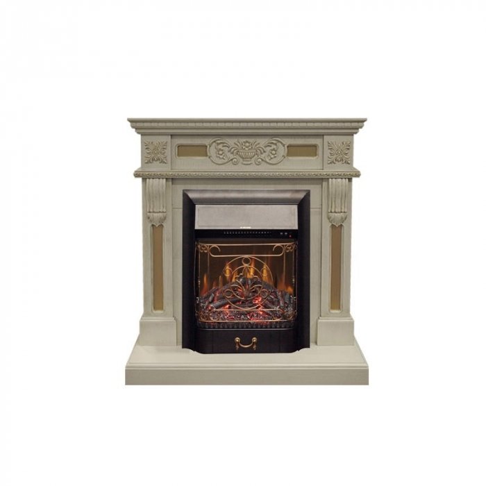 Real-Flame Corsica STD/EUG WT с очагами Fobos s Lux BL/BR, Majestic s Lux BL/BR классический стиль напольный электрокамин