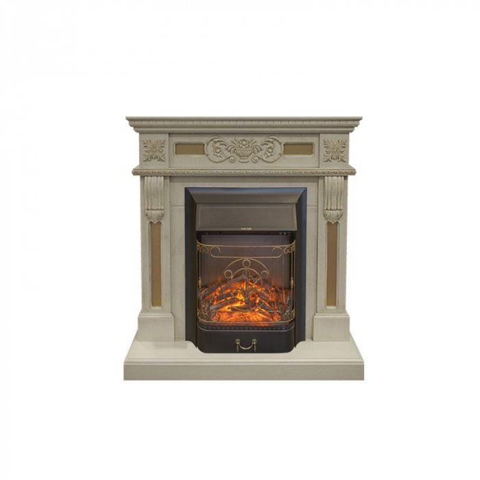 Real-Flame Corsica STD/EUG WT с очагами Fobos s Lux BL/BR, Majestic s Lux BL/BR классический стиль напольный электрокамин