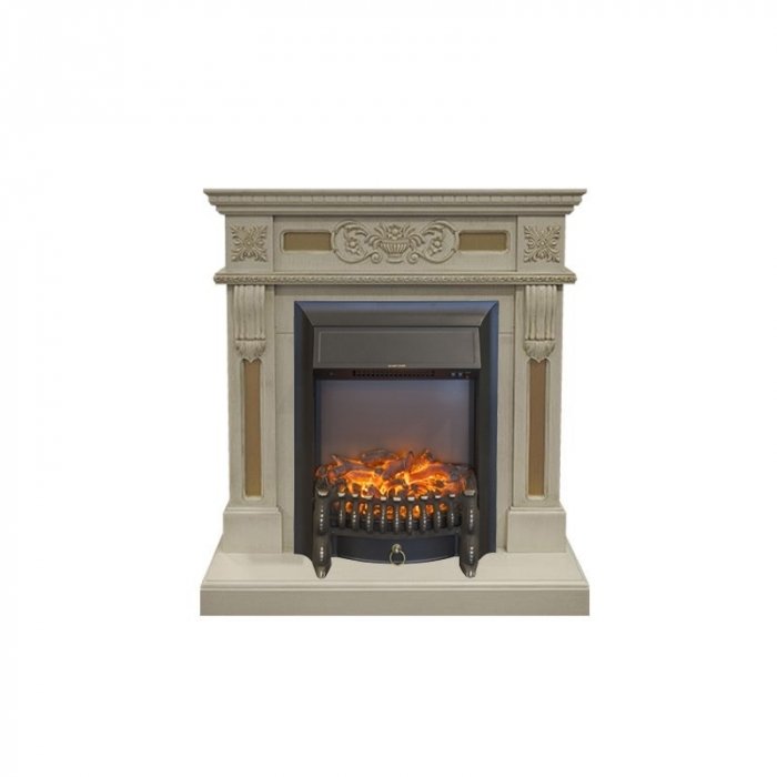 Real-Flame Corsica STD/EUG WT с очагами Fobos s Lux BL/BR, Majestic s Lux BL/BR классический стиль напольный электрокамин
