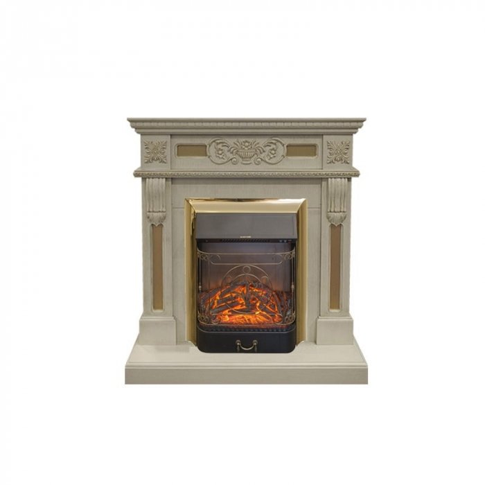 Real-Flame Corsica STD/EUG WT с очагами Fobos s Lux BL/BR, Majestic s Lux BL/BR классический стиль напольный электрокамин