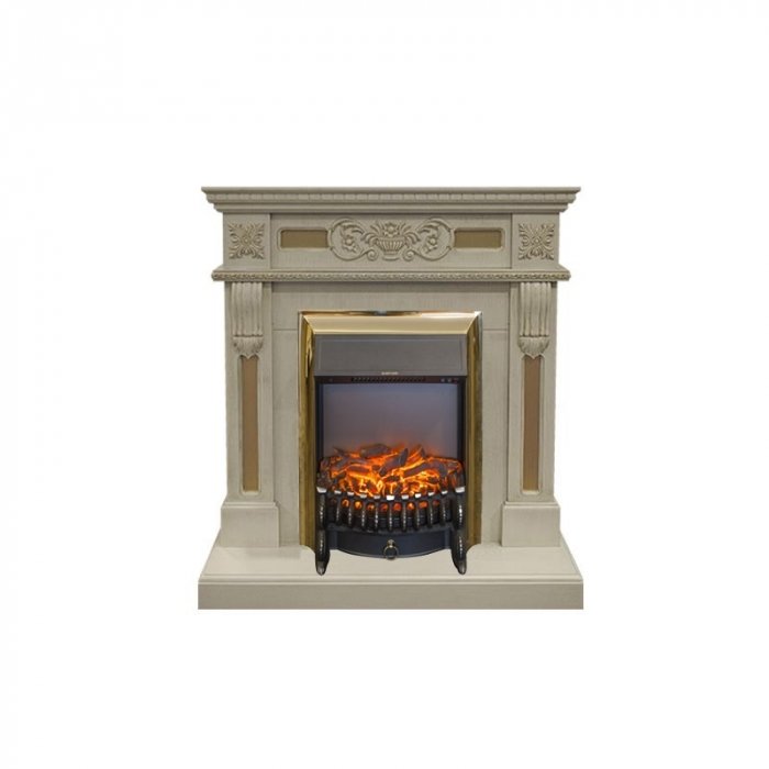 Real-Flame Corsica STD/EUG WT с очагами Fobos s Lux BL/BR, Majestic s Lux BL/BR классический стиль напольный электрокамин