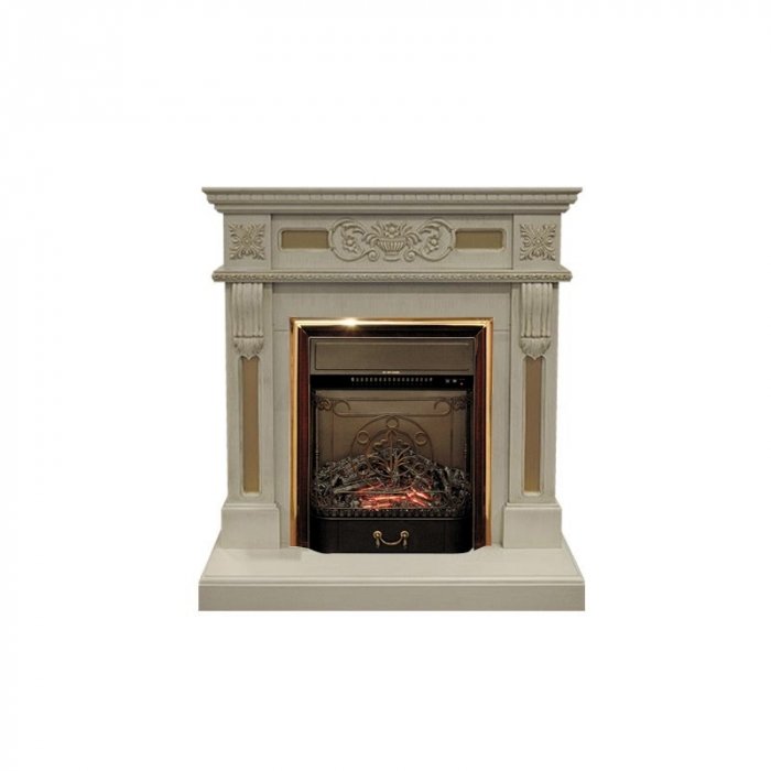 Real-Flame Corsica STD/EUG WT с очагами Fobos s Lux BL/BR, Majestic s Lux BL/BR классический стиль напольный электрокамин