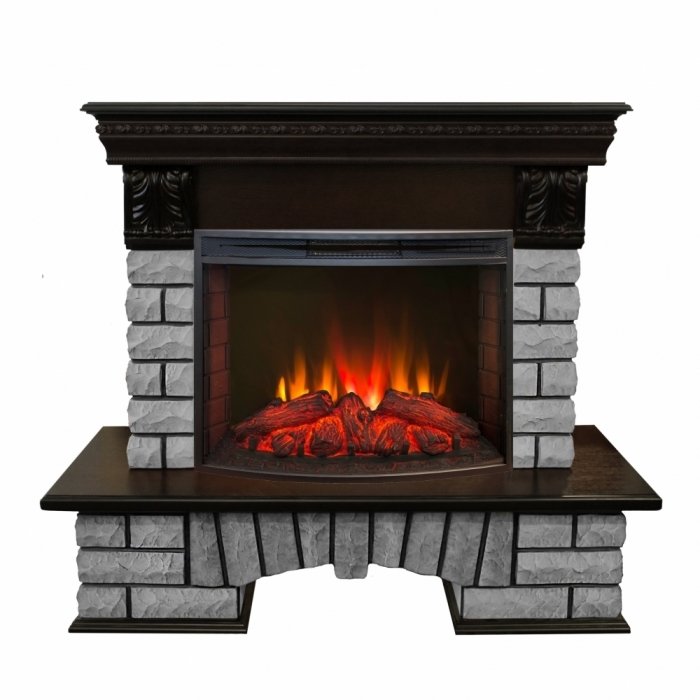 Real-Flame Country LUX Rock 25/25,5 с очагом Evrika 25,5 LED электрокамин с широким очагом 2D