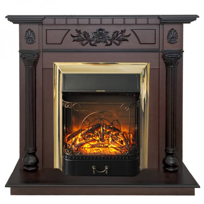 Real-Flame Dacota STD/EUG AO с очагами Fobos s Lux BL/BR, Majestic s Lux BL/BR натуральный шпон камин с реалистичным пламенем
