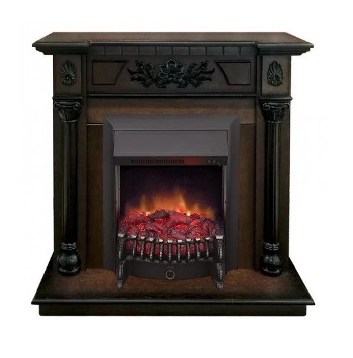 Real-Flame Dacota STD/EUG AO с очагами Fobos s Lux BL/BR, Majestic s Lux BL/BR натуральный шпон камин с реалистичным пламенем