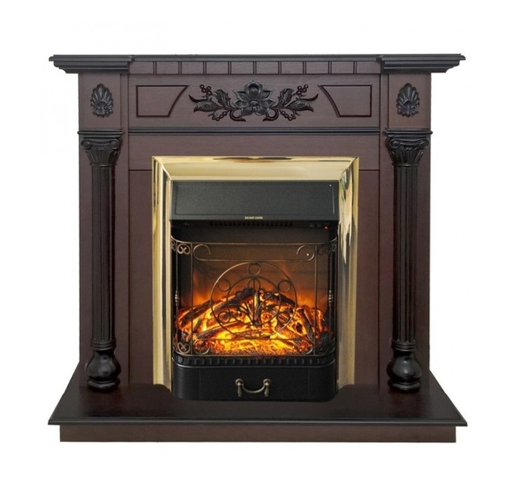 Real-Flame Dacota STD/EUG AO с очагами Fobos s Lux BL/BR, Majestic s Lux BL/BR натуральный шпон камин с реалистичным пламенем