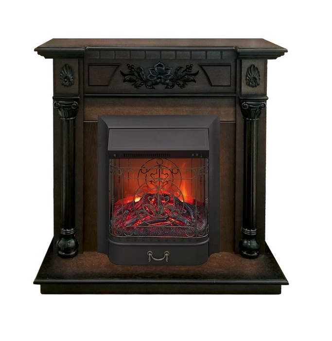 Real-Flame Dacota STD/EUG AO с очагами Fobos s Lux BL/BR, Majestic s Lux BL/BR натуральный шпон камин с реалистичным пламенем