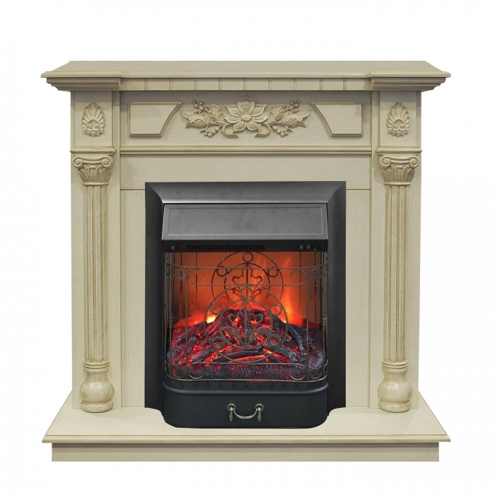 Real-Flame Dacota STD/EUG WT с очагами Fobos s Lux BL/BR, Majestic s Lux BL/BR электрокамин с классическим очагом 2D
