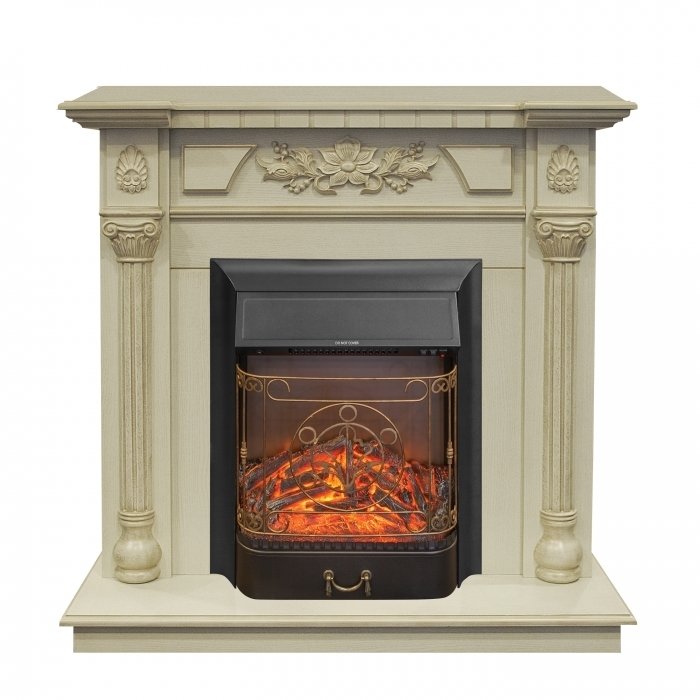 Real-Flame Dacota STD/EUG WT с очагами Fobos s Lux BL/BR, Majestic s Lux BL/BR электрокамин с классическим очагом 2D