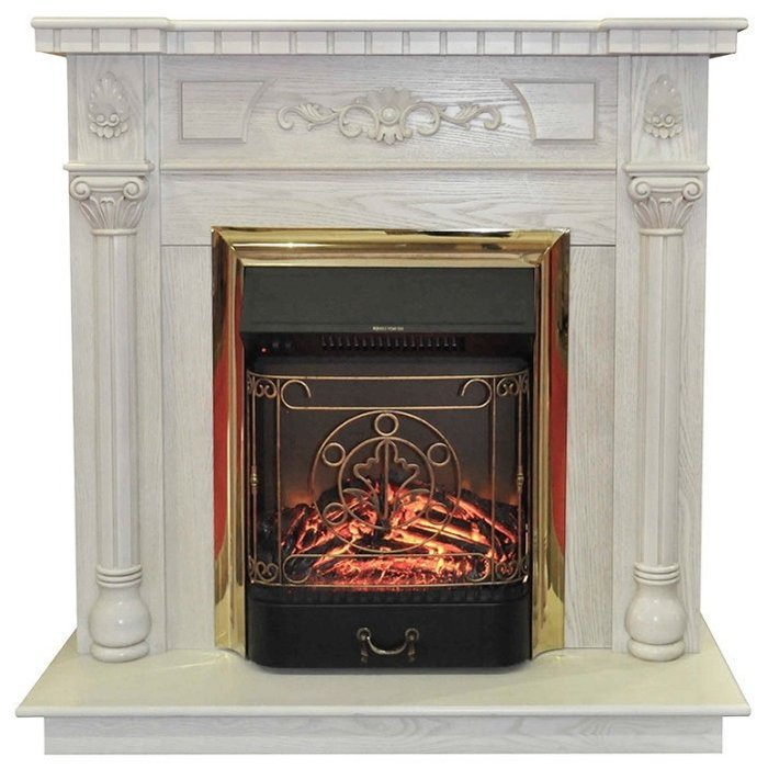 Real-Flame Dacota STD/EUG WT с очагами Fobos s Lux BL/BR, Majestic s Lux BL/BR электрокамин с классическим очагом 2D
