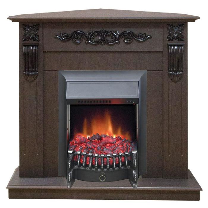 Real-Flame Dominica Corner STD/EUG DN с очагом Fobos s Lux BL/BR, Majestic s Lux BL/BR угловой камин с эффектом живого пламени