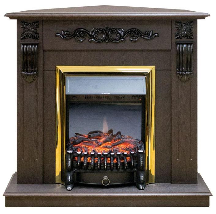 Real-Flame Dominica Corner STD/EUG DN с очагом Fobos s Lux BL/BR, Majestic s Lux BL/BR угловой камин с эффектом живого пламени