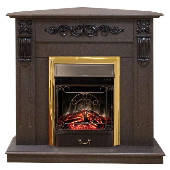 Real-Flame Dominica Corner STD/EUG DN с очагом Fobos s Lux BL/BR, Majestic s Lux BL/BR угловой камин с эффектом живого пламени