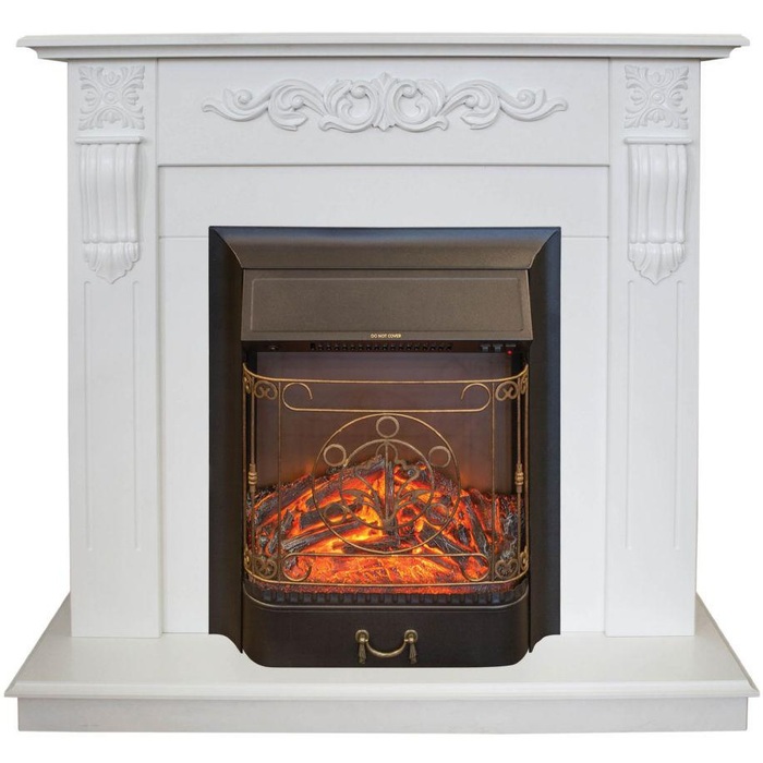 Real-Flame Dominica STD/EUG WT с очагом Fobos s Lux BL/BR, Majestic s Lux BL/BR электрический камин с эффектом живого огня