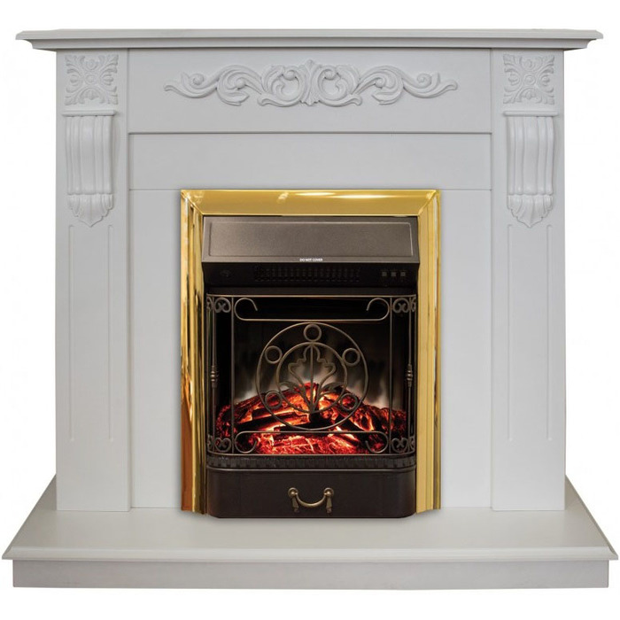 Real-Flame Dominica STD/EUG WT с очагом Fobos s Lux BL/BR, Majestic s Lux BL/BR электрический камин с эффектом живого огня