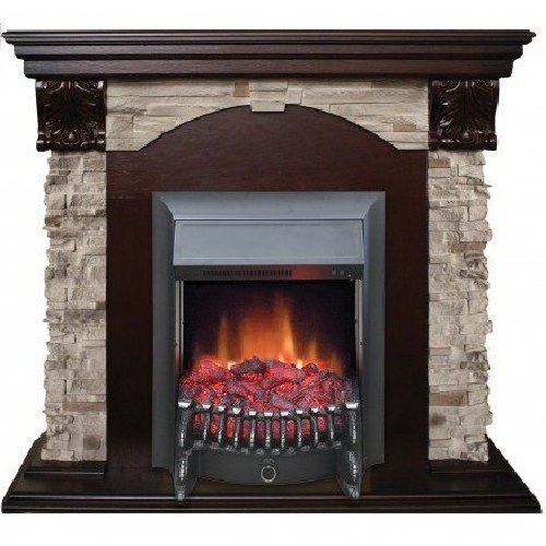 Real-Flame Dublin ROCK STD/EUG 24 AO с очагом Fobos s Lux BL/BR, Majestic s Lux BL/BR пристенный камин для дома электрический