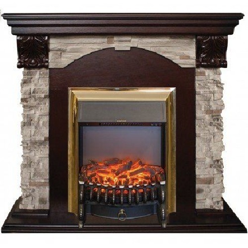 Real-Flame Dublin ROCK STD/EUG 24 AO с очагом Fobos s Lux BL/BR, Majestic s Lux BL/BR пристенный камин для дома электрический