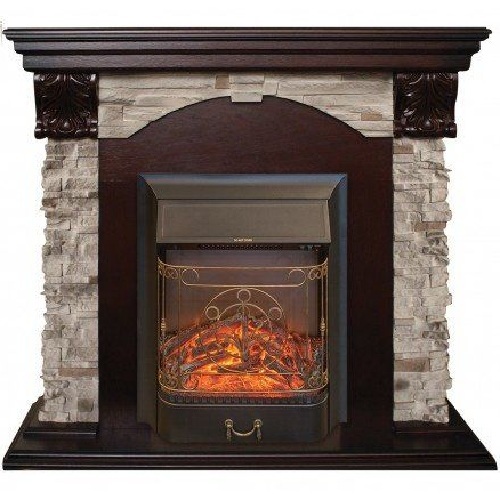 Real-Flame Dublin ROCK STD/EUG 24 AO с очагом Fobos s Lux BL/BR, Majestic s Lux BL/BR пристенный камин для дома электрический