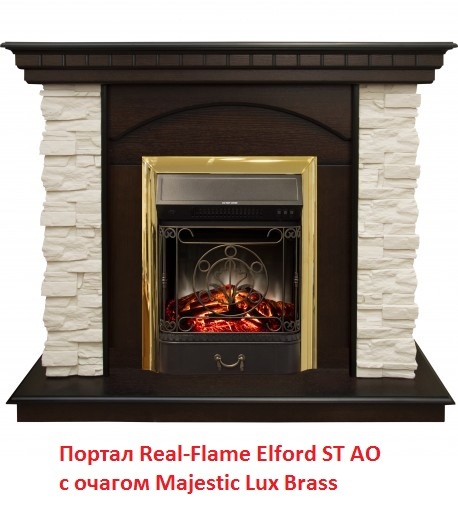 Real-Flame Elford ST AO + Fobos/Majestic высокий мраморный электрокамин