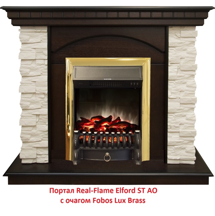 Real-Flame Elford ST AO + Fobos/Majestic высокий мраморный электрокамин