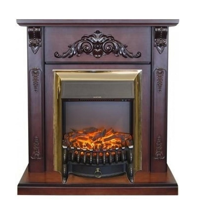 Real-Flame Fobos Lux Brass с реалистичным пламенем очаг со звуком