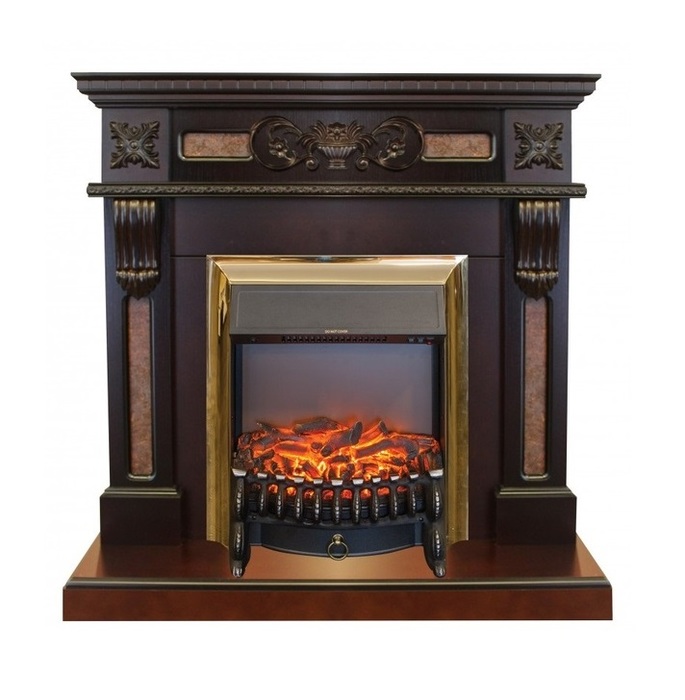 Real-Flame Fobos Lux Brass с реалистичным пламенем очаг со звуком