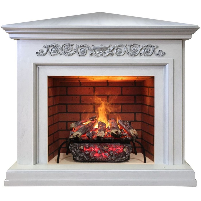 Real-Flame Leticia Corner 26 WT с очагом 3D Silva log+Brick вставка 26 пристенный электрокамин