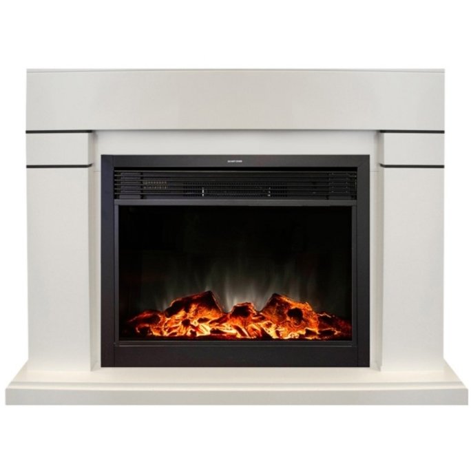 Real-Flame Lindelse 26 WT с очагом Moonblaze lux Bl/Br белый фронтальный электрический камин