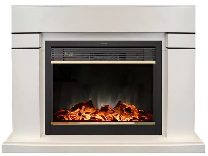 Real-Flame Lindelse 26 WT с очагом Moonblaze lux Bl/Br белый фронтальный электрический камин
