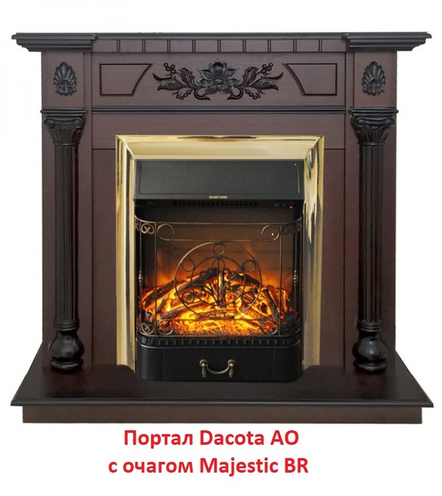 Real-Flame Majestic Lux Brass золотой закрытый очаг