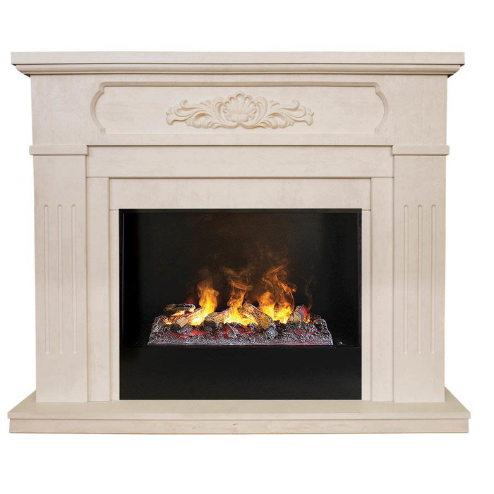 Real-Flame Malta 25,5/26 WT с очагом Black вставка + 3D Cassette 630 стильный электрокамин 3D с паром и звуком