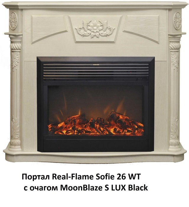 Real-Flame MoonBlaze S LUX Black со звуком очаг с плоским стеклом