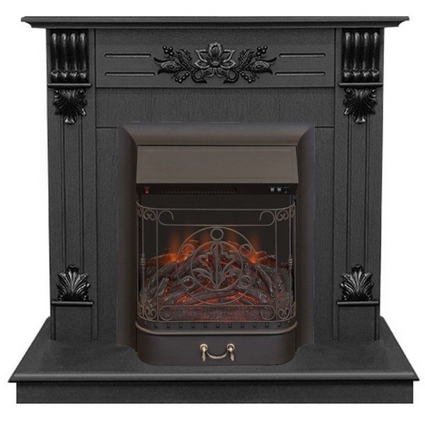 Real-Flame Ottawa STD/EUG DN с очагами Fobos s Lux BL/BR, Majestic s Lux BL/BR  с лампами накаливания камин в офис