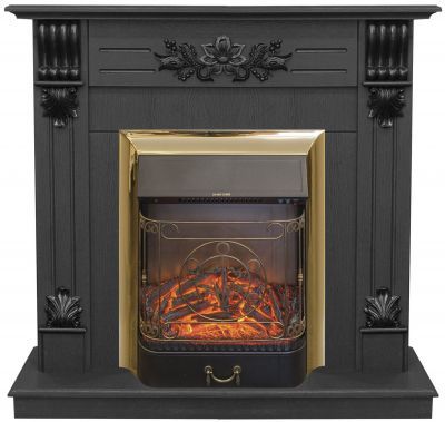 Real-Flame Ottawa STD/EUG DN с очагами Fobos s Lux BL/BR, Majestic s Lux BL/BR  с лампами накаливания камин в офис