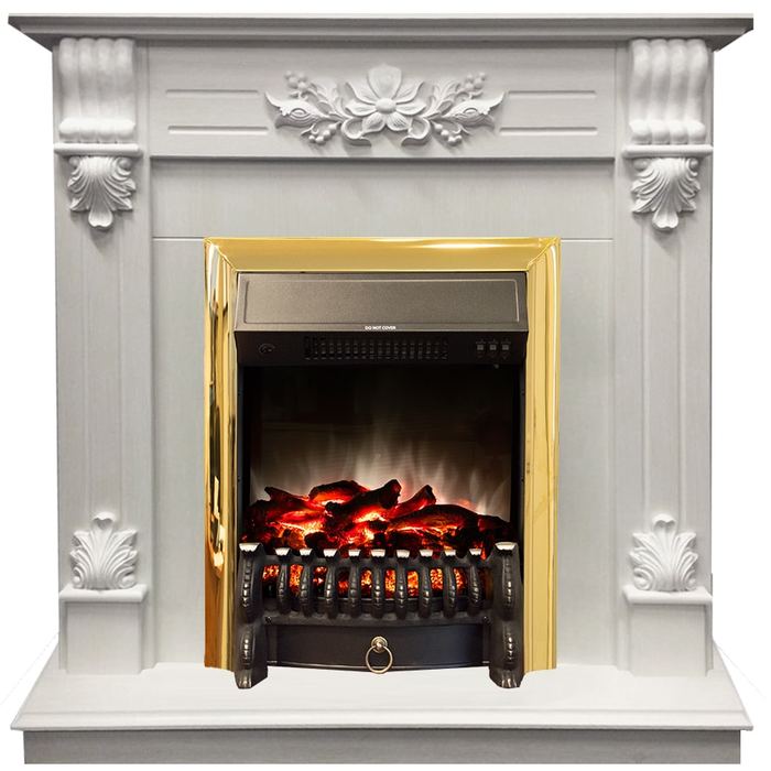 Real-Flame Ottawa STD/EUG WT с очагами Fobos s Lux BL/BR, Majestic s Lux BL/BR прочный комплект электрического камина
