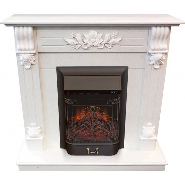 Real-Flame Ottawa STD/EUG WT с очагами Fobos s Lux BL/BR, Majestic s Lux BL/BR прочный комплект электрического камина