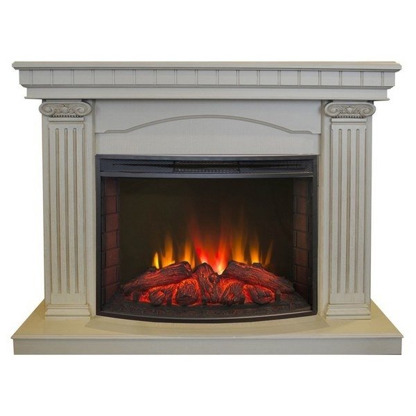 Real-Flame Rosa 25/25,5 WT с очагом Evrika 25,5 LED с изображением тлеющих дров вертикальный электрокамин