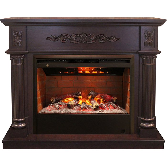 Real-Flame Silvia 26 AO с очагом 3D Helios 26 с парогенератором коричневый электрокамин