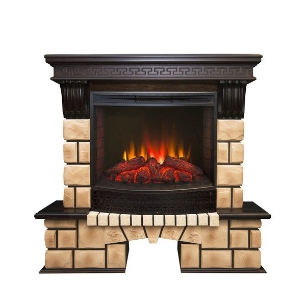 Real-Flame Stone Brick 25/25,5 с очагом Evrika 25,5 LED с искусственным камнем домашний электрокамин