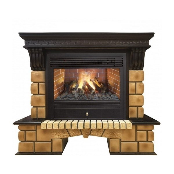 Real-Flame Stone Brick 26 с очагом 3D Novara стильный электрический камин со звуком
