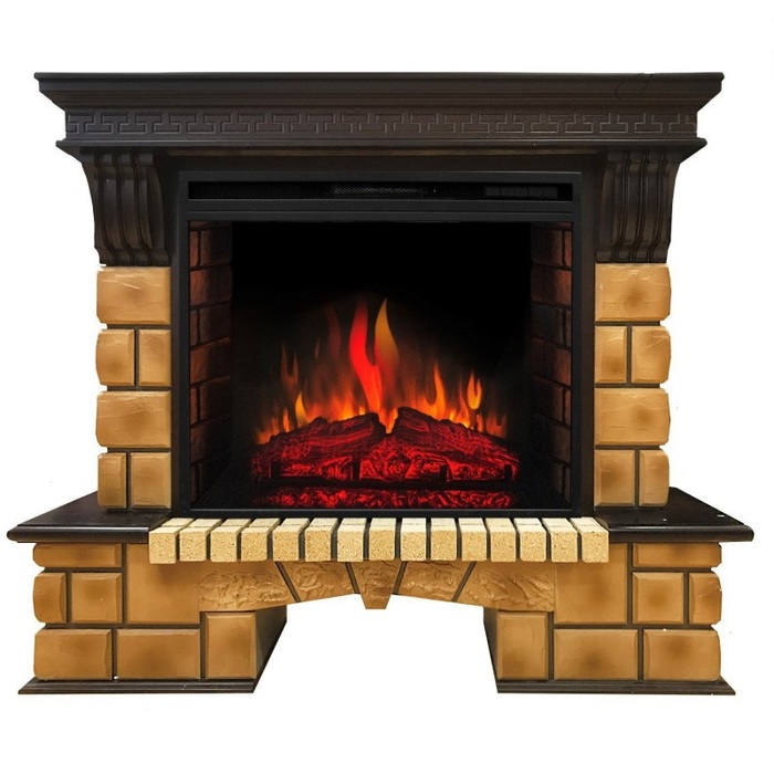 Real-Flame Stone Brick 26 с очагом Epsilon 26 S IR с подсветкой камин с LED дисплеем