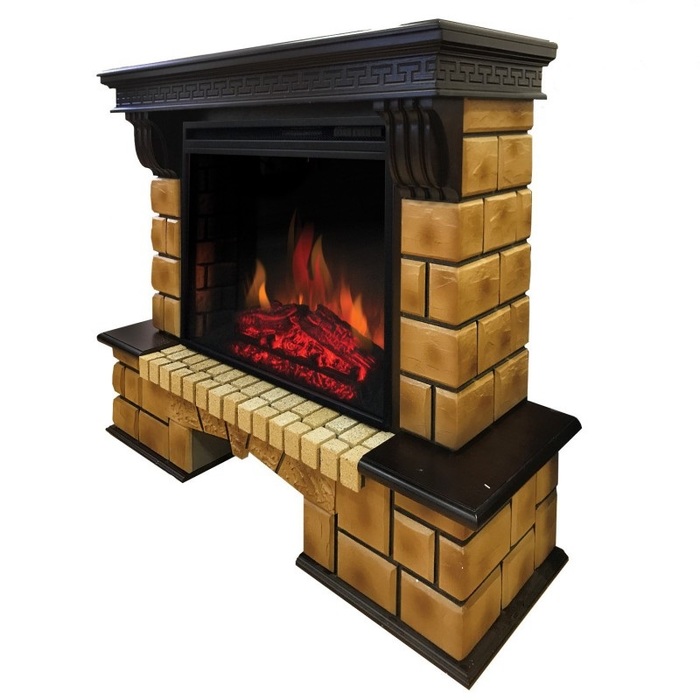 Real-Flame Stone Brick 26 с очагом Epsilon 26 S IR с подсветкой камин с LED дисплеем